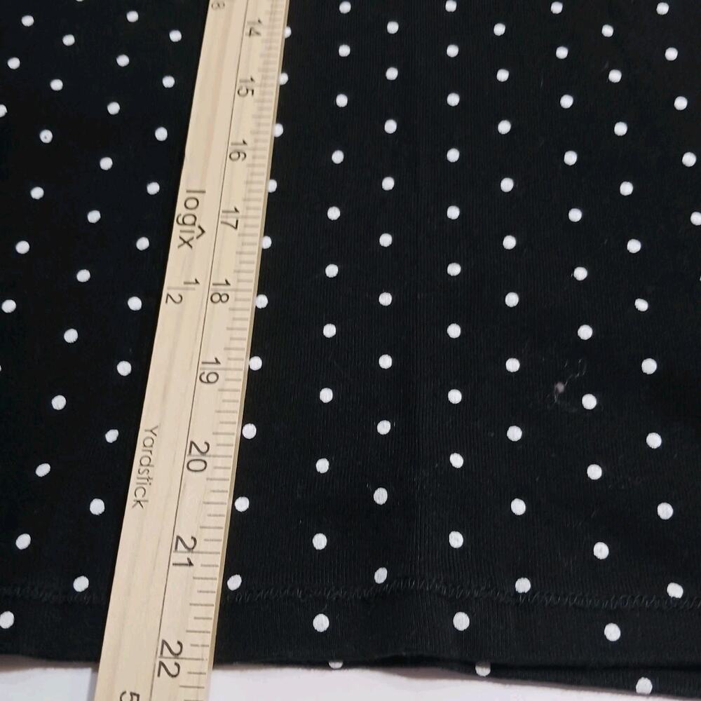 Onque Top Women's Medium 3/4 Sleeve Black with White Polka Dot Cotton EUC - Picture 7 of 9
